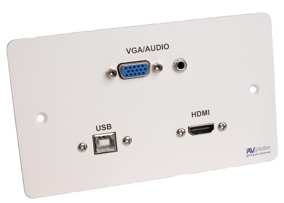 2 Gang VGA/Audio/HDMI/USB-B Wall Plate