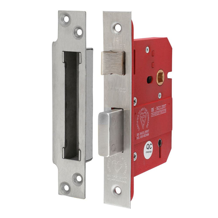 5 Lever British Standard Sashlock - Stainless Steel - Satin (Size 78 case / 57 backset - 1 Each)
