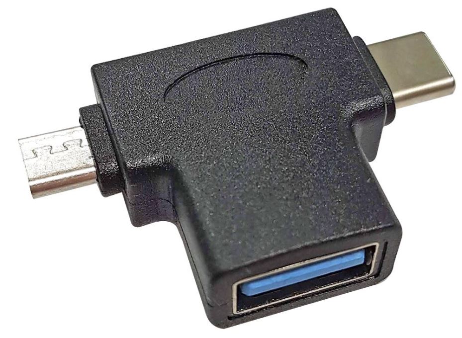 USB-C Plug to Micro USB Plug & USB-A Socket Adaptor