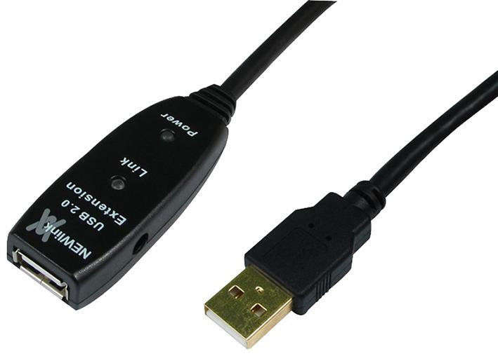 USB 2.0 Active Repeater Lead, Male to Female 30m