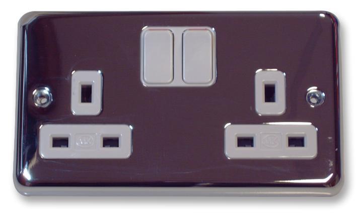 Chroma Plus 13A DP Switched Socket, Polished Chrome