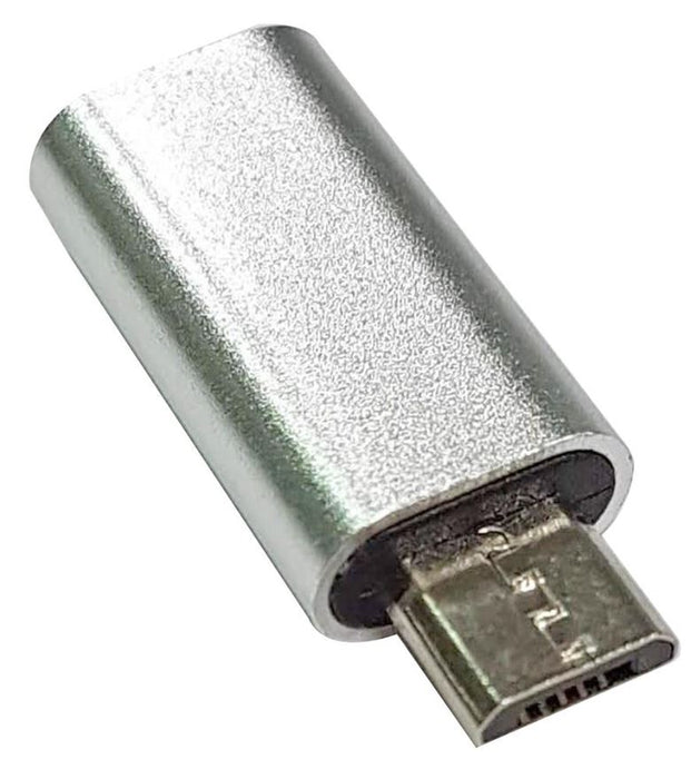 Micro USB Plug to USB-C Socket Adaptor, Metal