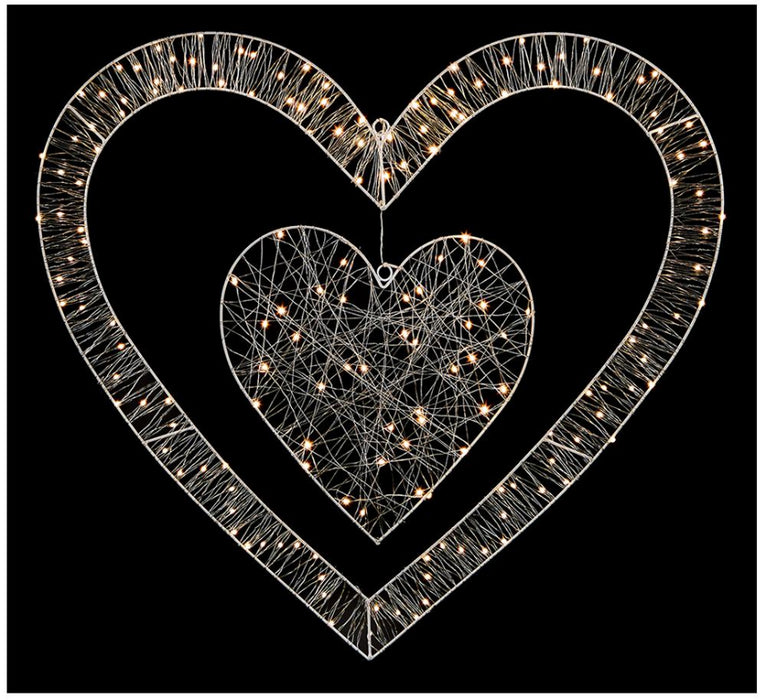 80cm Double Heart, Warm White, 170 LEDs