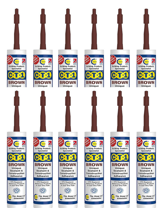 Brown Construction Sealant Adhesive Tube for Virtually Any Material Pack 12