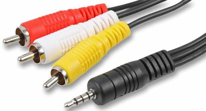 3.5mm 4 Pole Jack Plug to 3x Phono (RCA) Plugs Lead