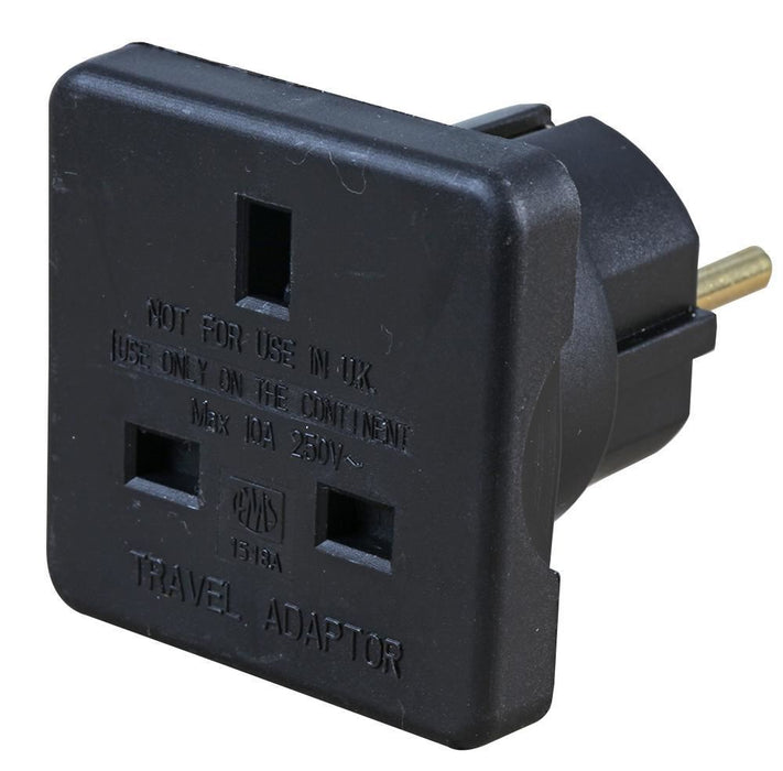 UK to Europe Travel Adaptor Black