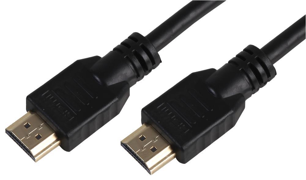 Premium High Speed HDMI Lead Male to Male, Gold Contacts, 0.5m Black