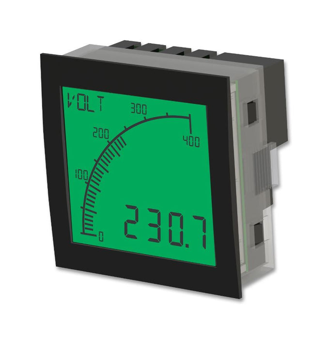4 Digit LCD Digital Panel Meter, DC & AC Voltage with Outputs, Green Positive