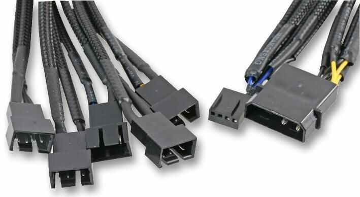 5x PWM Fan Power Splitter Lead from 4 Pin Molex, 45cm Braided Cable