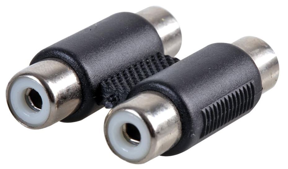2x RCA Phono Sockets To 2x RCA Phono Sockets Coupler