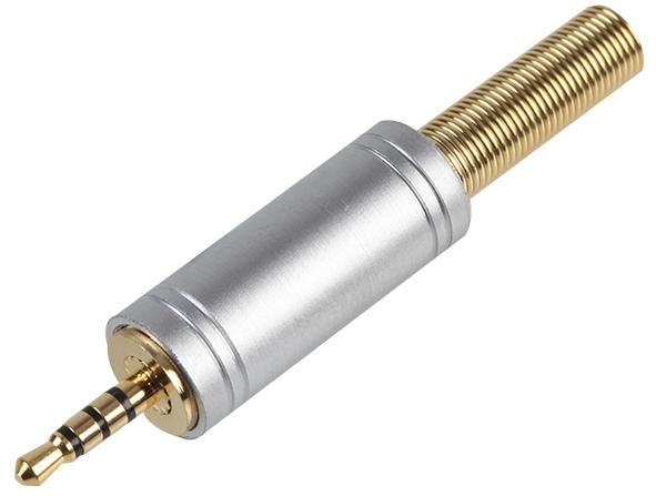 Connector, 2.5mm Jack Plug, Metal + Strain Relief