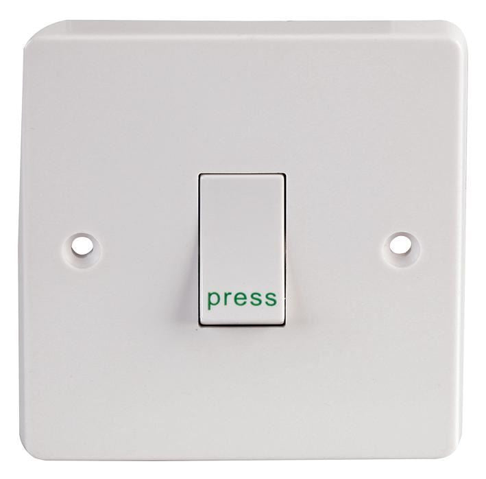 1 Gang 2 Way SP Retractive Switch marked "Press"