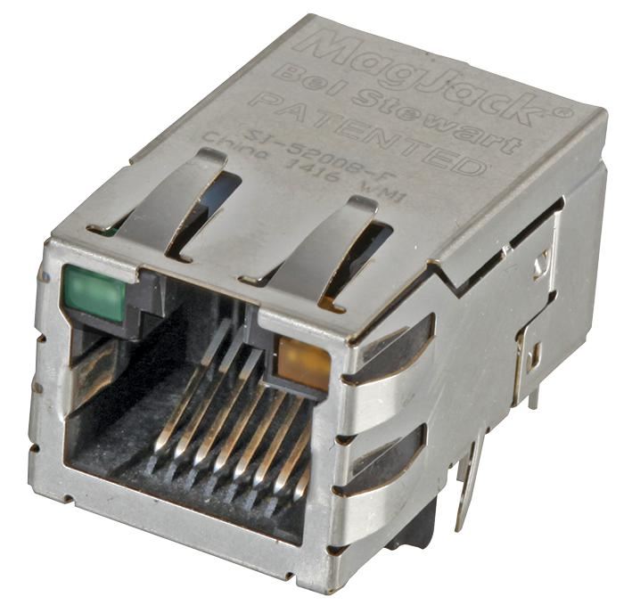 RJ45 Single Port MagJack® with PoE