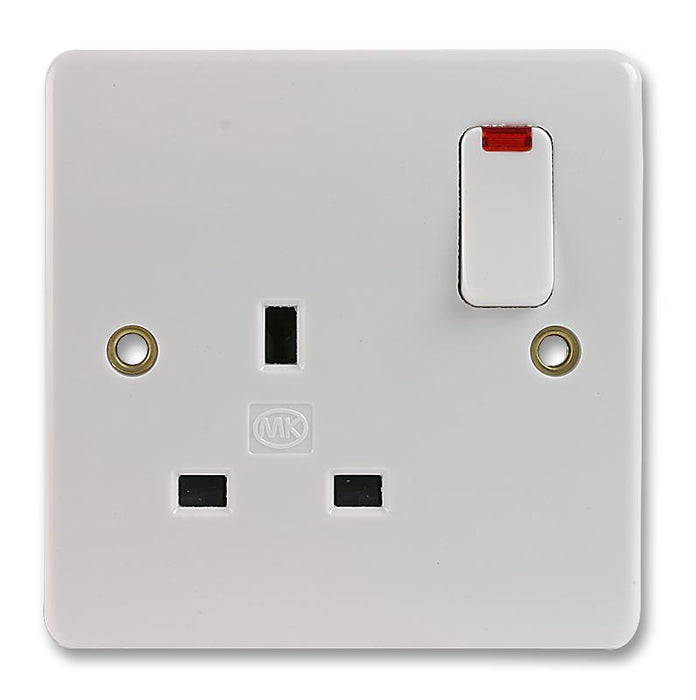 Logic Plus 13A 1 Gang DP Switched Socket with Neon, White