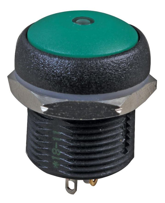 Switch, NO, Round, Green LED, IP67