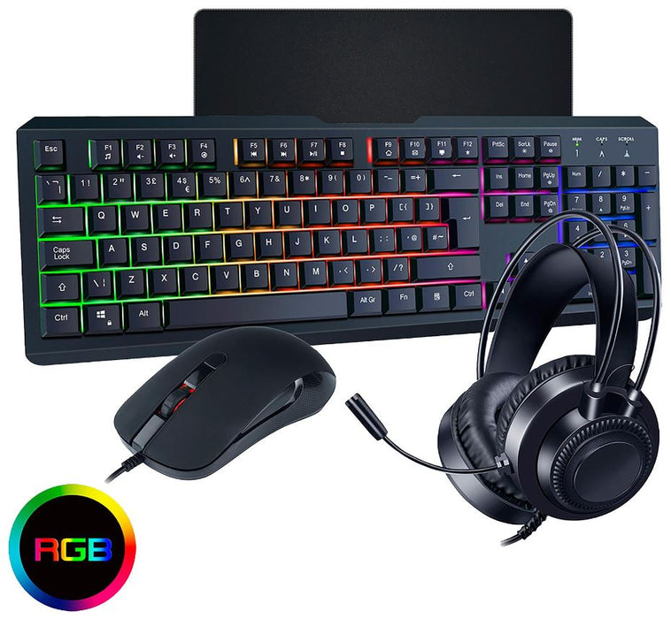 Rainbow Gaming Keyboard & Mouse Set with Headset Bundle