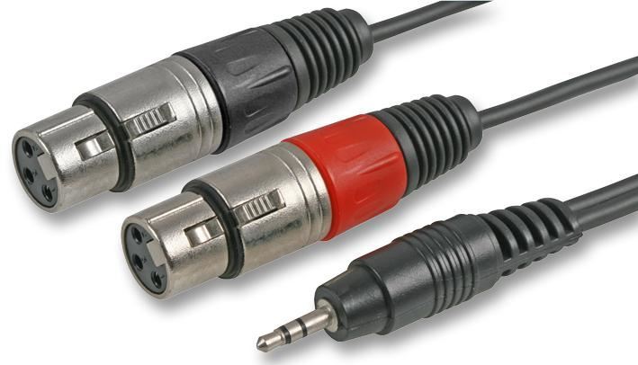 3.5mm Stereo Jack Plug to 2x 3 Pin XLR Sockets Lead