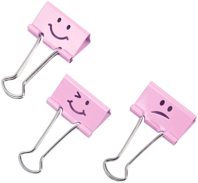 19mm Pink Emoji Foldback Clips - Pack of 20