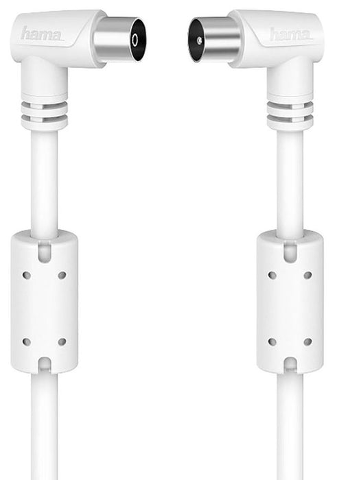 Right-Angled Coaxial Fly Lead, Plug to Socket, 1.5m, White