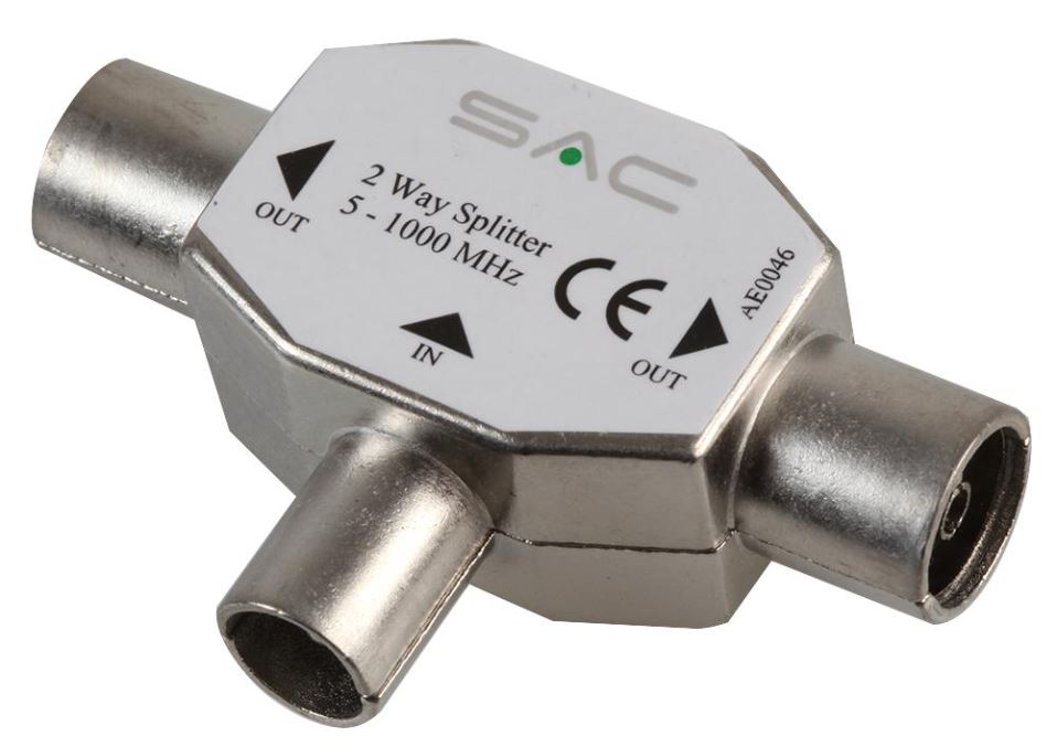 Metal 2-Way TV Splitter IEC