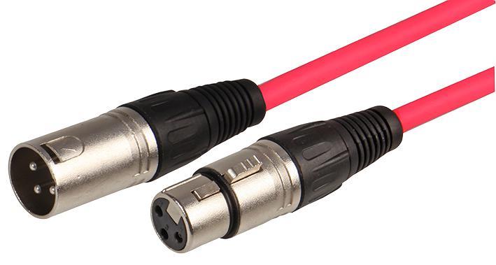 3 Pin XLR Male to Female Microphone Lead, 6m Fluorescent Pink