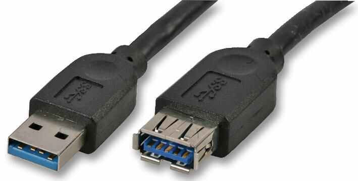 AKASA - USB 3.0 A Male to A Female Lead, 1.5m Black