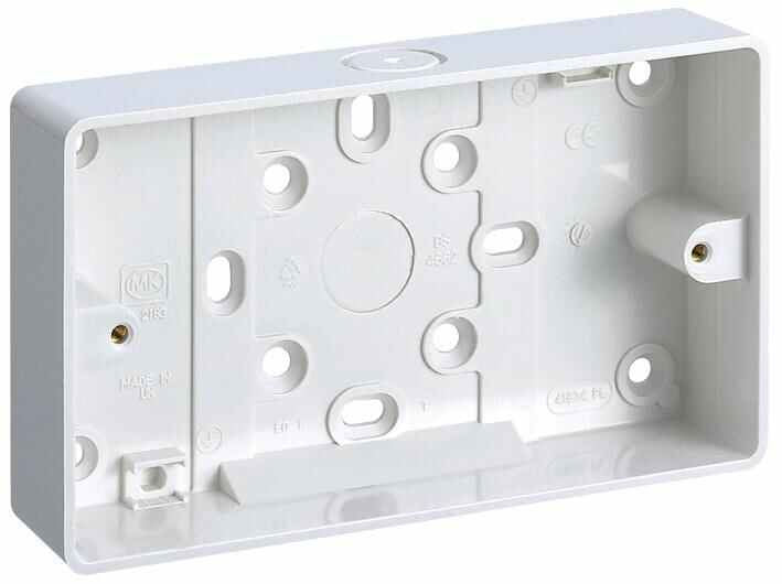 MK - 2 Gang White 32mm PVC Pattress Box