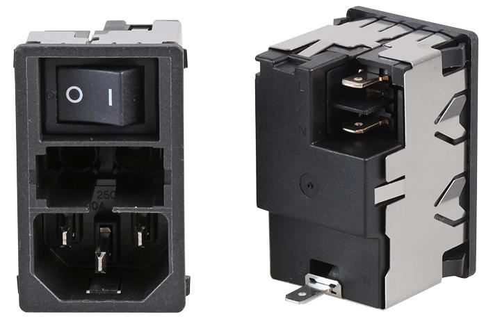 Inlet, IEC, EMC, Switched Single Pole Fuse