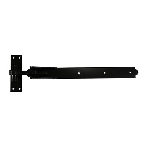 Pair of Adjustable Band & Hook Hinges on Plates for Gates Doors - Black