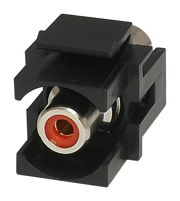 Black RCA Keystone Connector, Red Insert