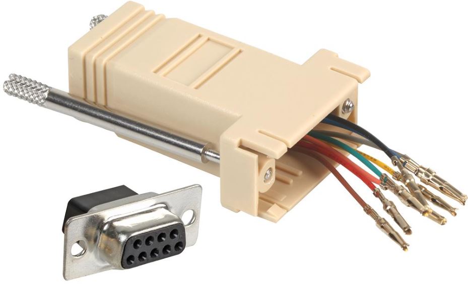 DB9 Socket to RJ45 Socket Adaptor, 8 Way