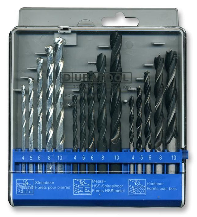 DURATOOL - HSS Combination Drill Bit Set, 15 Piece