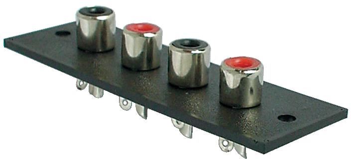 4x Phono, Chassis Plate, Red + Black, Nickel