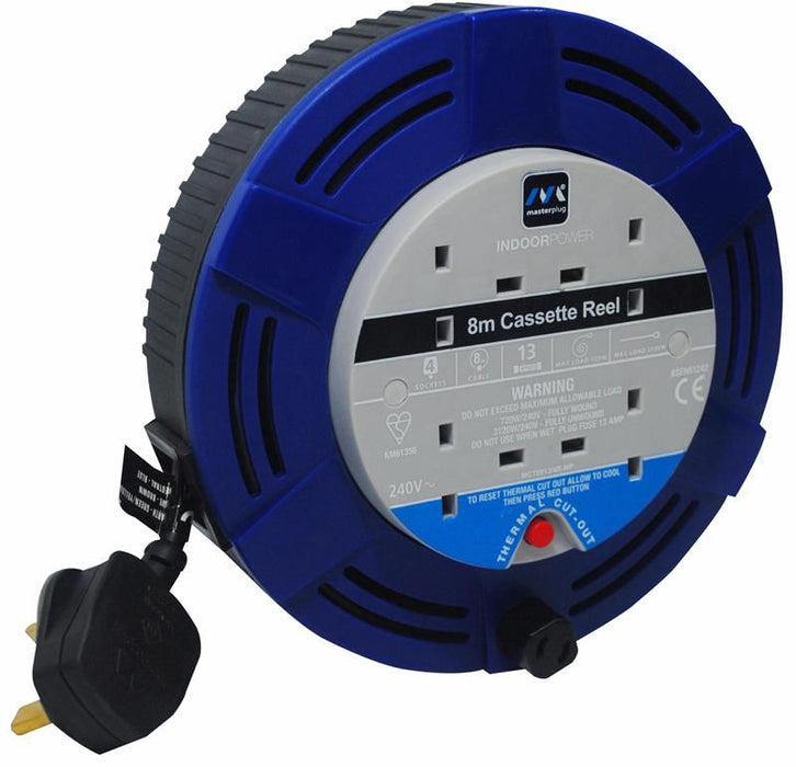 8m Cassette Reel, 13A 4 Socket