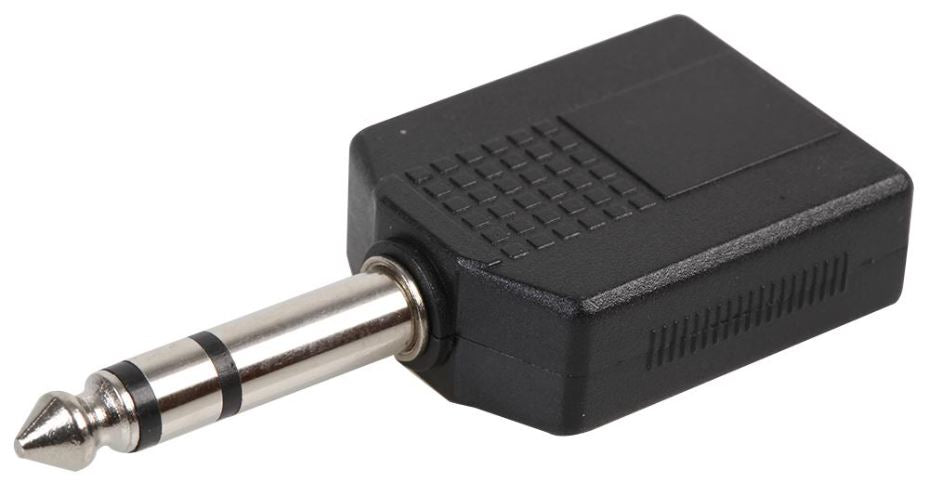 2x 6.35mm Stereo Jack Sockets To 1x 6.35mm Stereo Jack Plug Splitter Adaptor