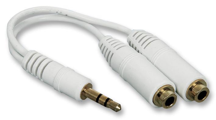 3.5mm Stereo Jack Plug to 2x Sockets Y Splitter, White