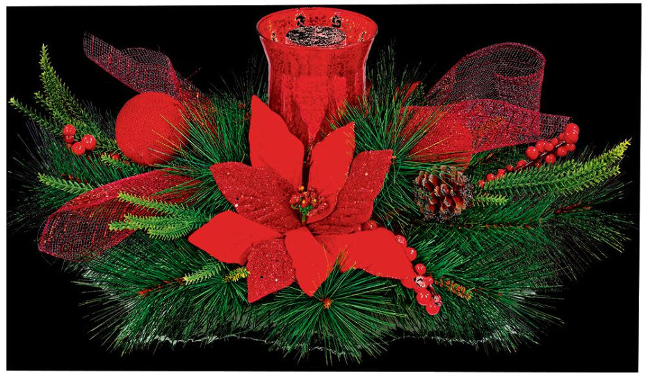 60cm Poinsettia Candle Holder Decoration