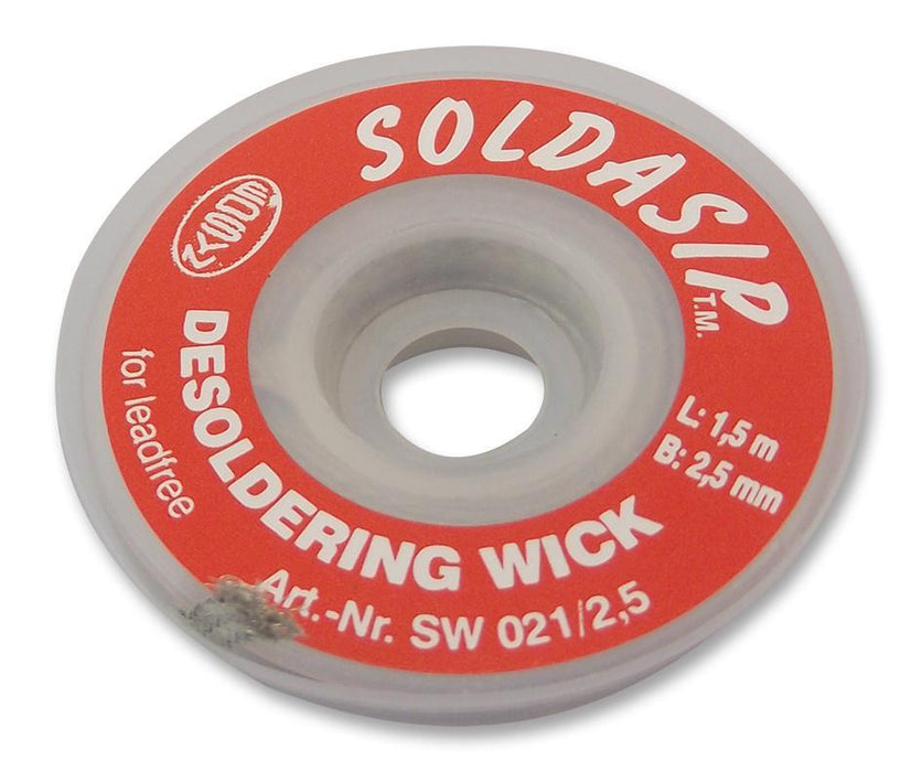 SOLDASIP Lead-Free Desoldering Braid - 2.5mm x 1.5m