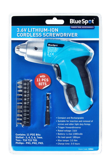 3.6V Lithium-ion Cordless Screwdriver with 11 PCE bits