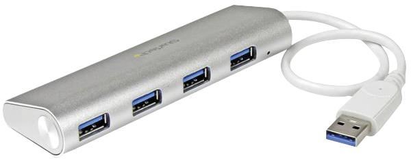 4 Port Portable USB 3.0 Hub, Aluminium - Bus Powered