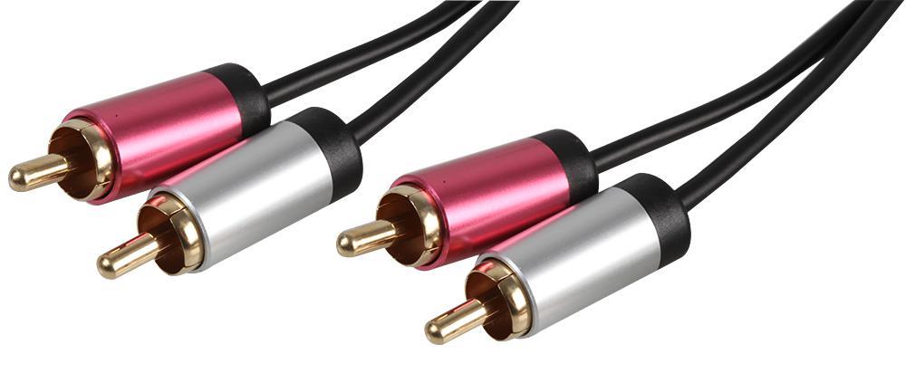 Slim 2x Phono (RCA) Plug to 2x Phono Plug Lead