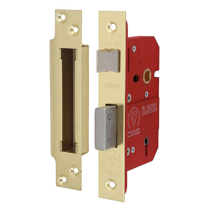 5 Lever British Standard Sashlock - Electro Brass (Size 66 case / 45 backset - 1 Each)