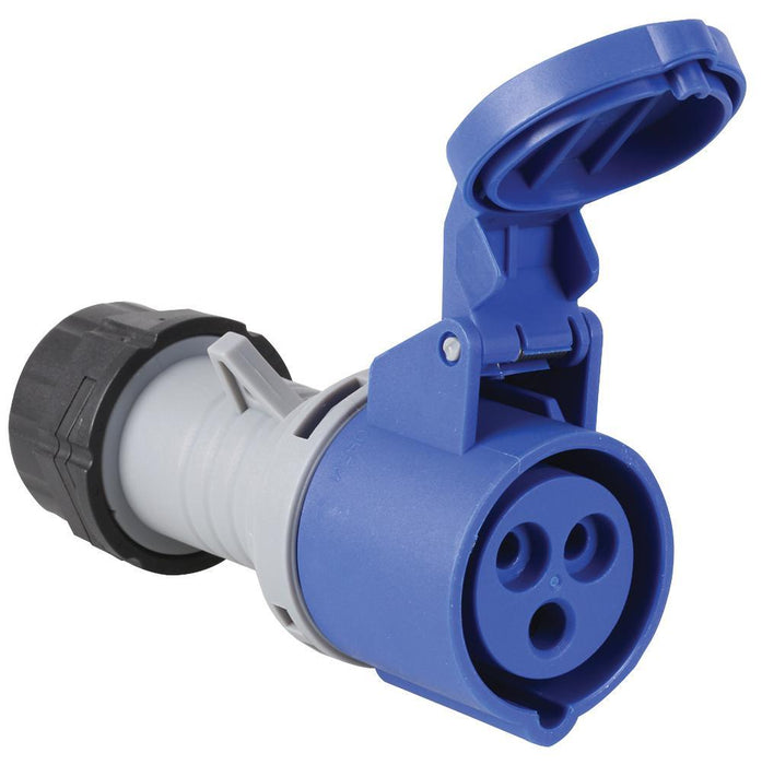 16A, 250V, Cable Mount CEE Socket, 2P+E, Blue, IP44