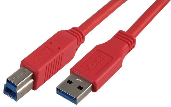 Red 2m USB 3.0 A Male to B Male Lead