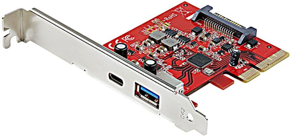 2 Port USB 3.1 Gen 2 10Gb/s PCI-Ex Card, 1x USB-A 1x USB-C