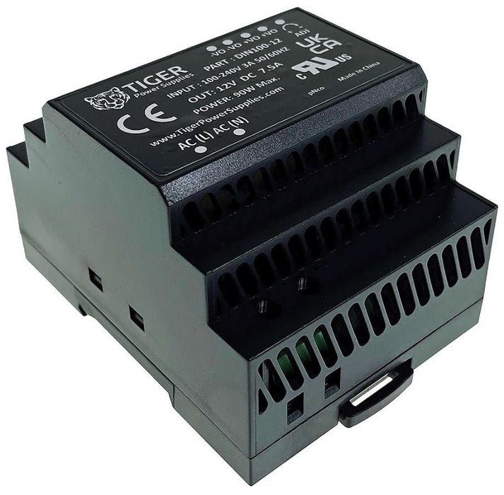 12V, 7.5A, 90W AC/DC DIN Rail Power Supply