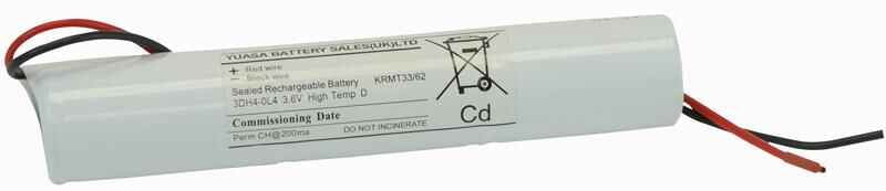 3.6V 4Ah Ni-Cd Emergency Lighting 3x D Battery - Flying Leads, InlineV