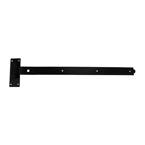 Pair of Cranked Band & Hook Hinges On Plates - Black. Garage Gate