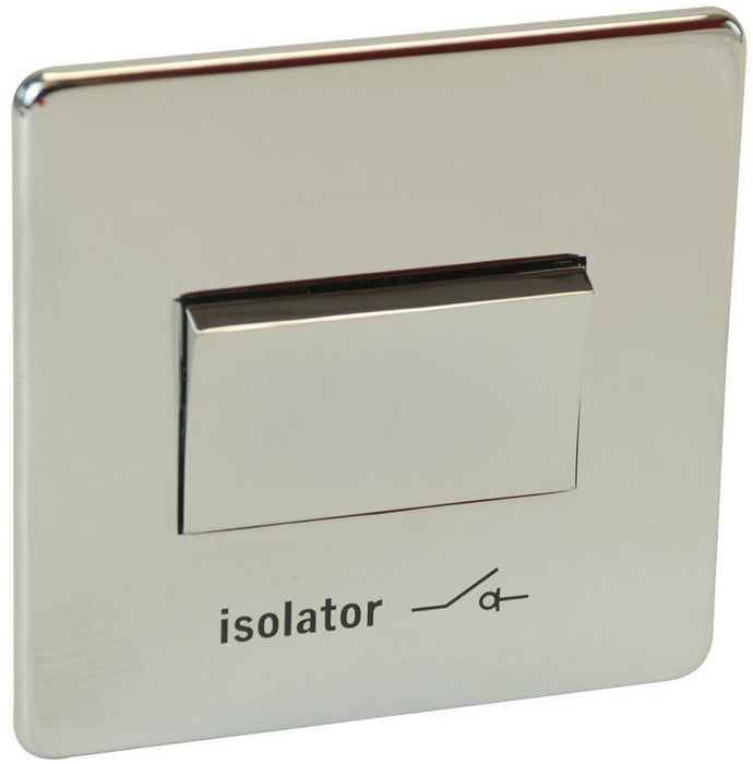 Polished Chrome Fan Isolator Switch, Flat Plate