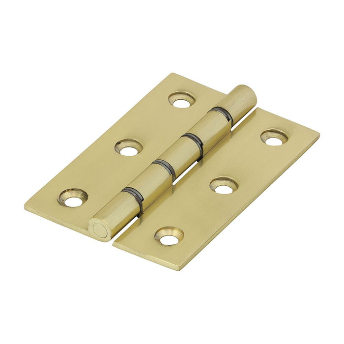 Double Steel Washered Hinges - Solid Brass - Polished Brass (Size 76 x 50 - 2 Pieces)